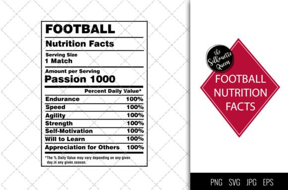 Football Nutrition Facts SVG: Graphics for Crafts