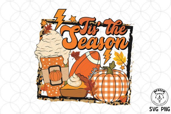 Tis the Season Football Latte Pumpkin Graphics
